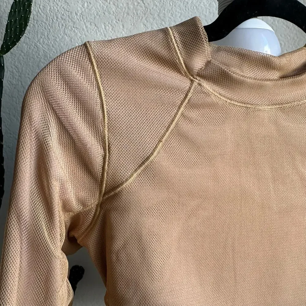 Alo Yoga Tan Textured Tulle Longsleeve
